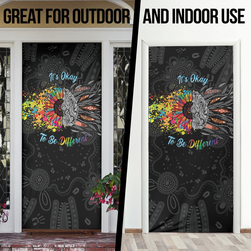Australia Aboriginal Door Cover Autism It's Okay To Be Different