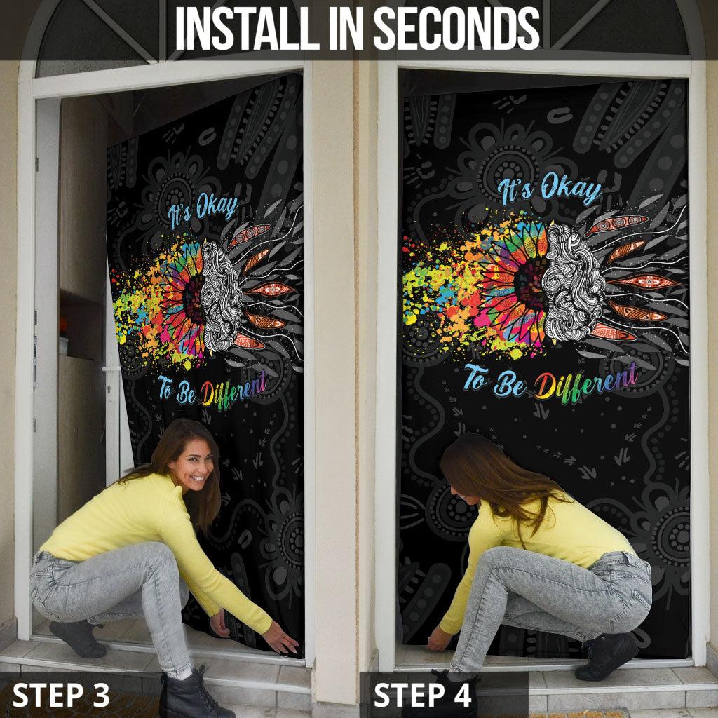Australia Aboriginal Door Cover Autism It's Okay To Be Different