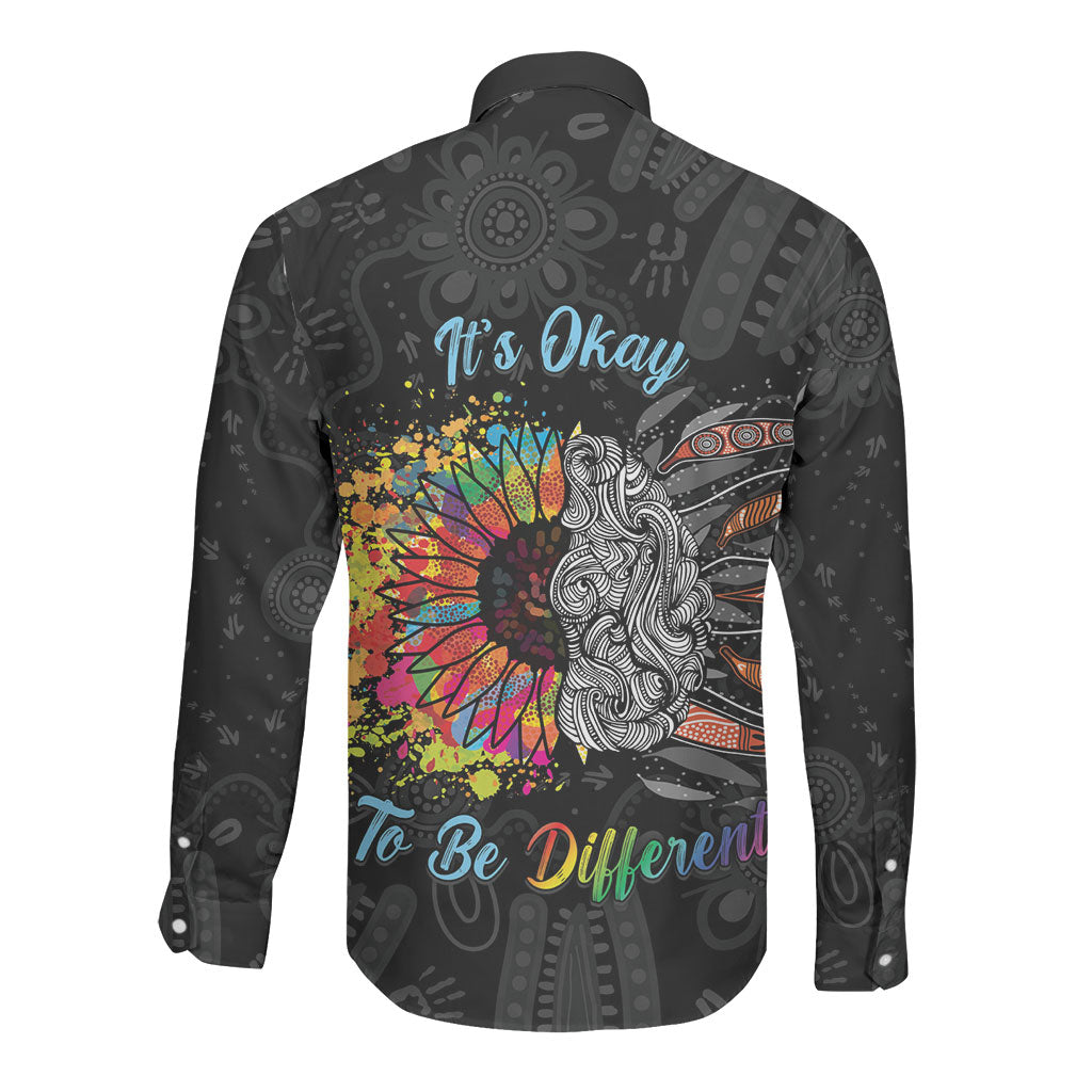 Australia Aboriginal Long Sleeve Button Shirt Autism It's Okay To Be Different
