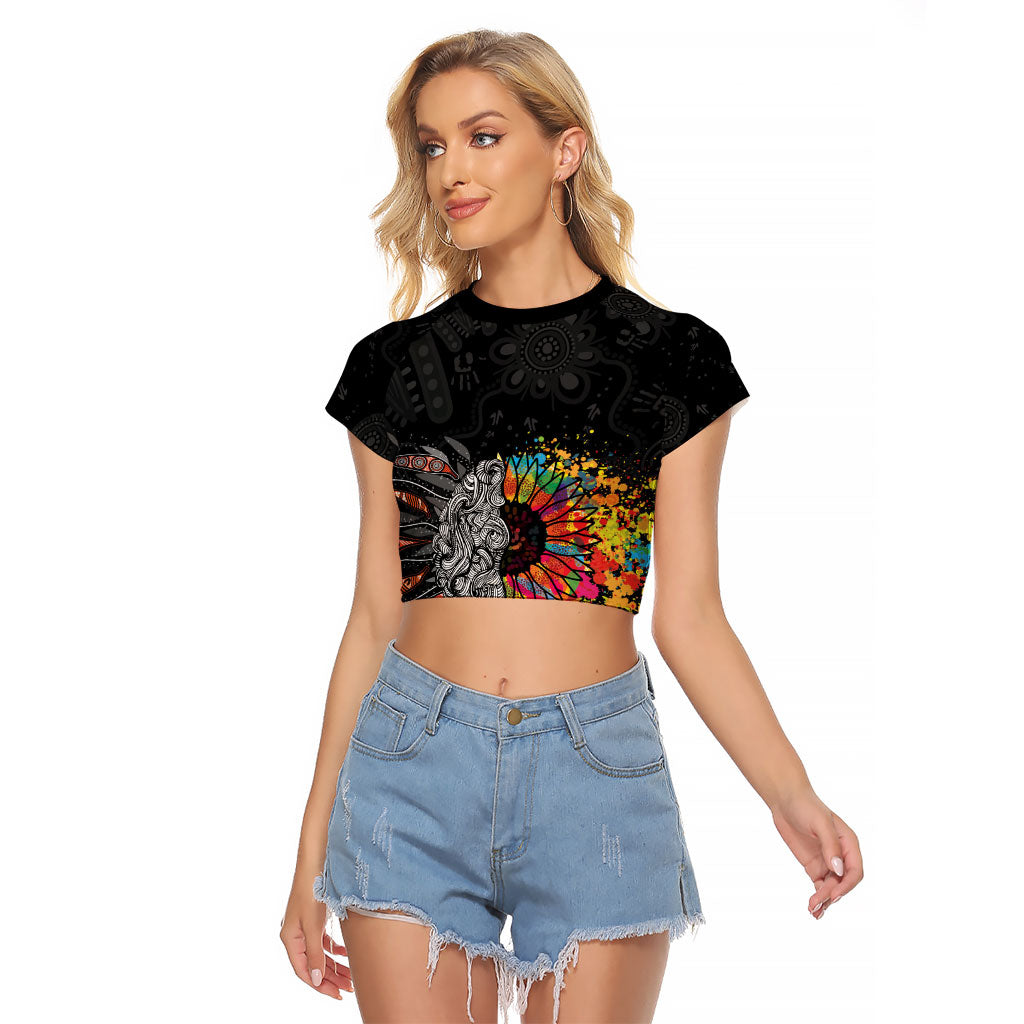 Australia Aboriginal Raglan Cropped T Shirt Autism It's Okay To Be Different