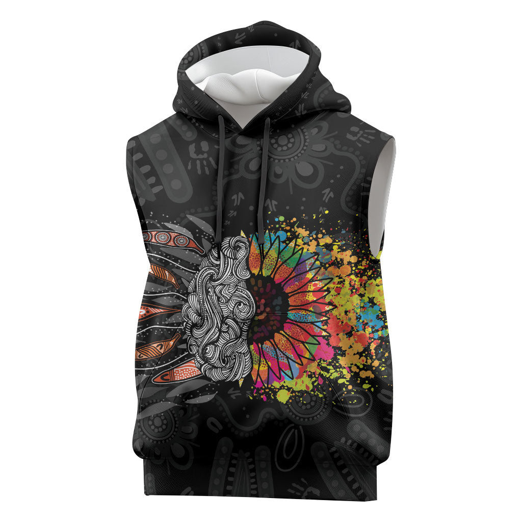Australia Aboriginal Sleeveless Hoodie Autism It's Okay To Be Different