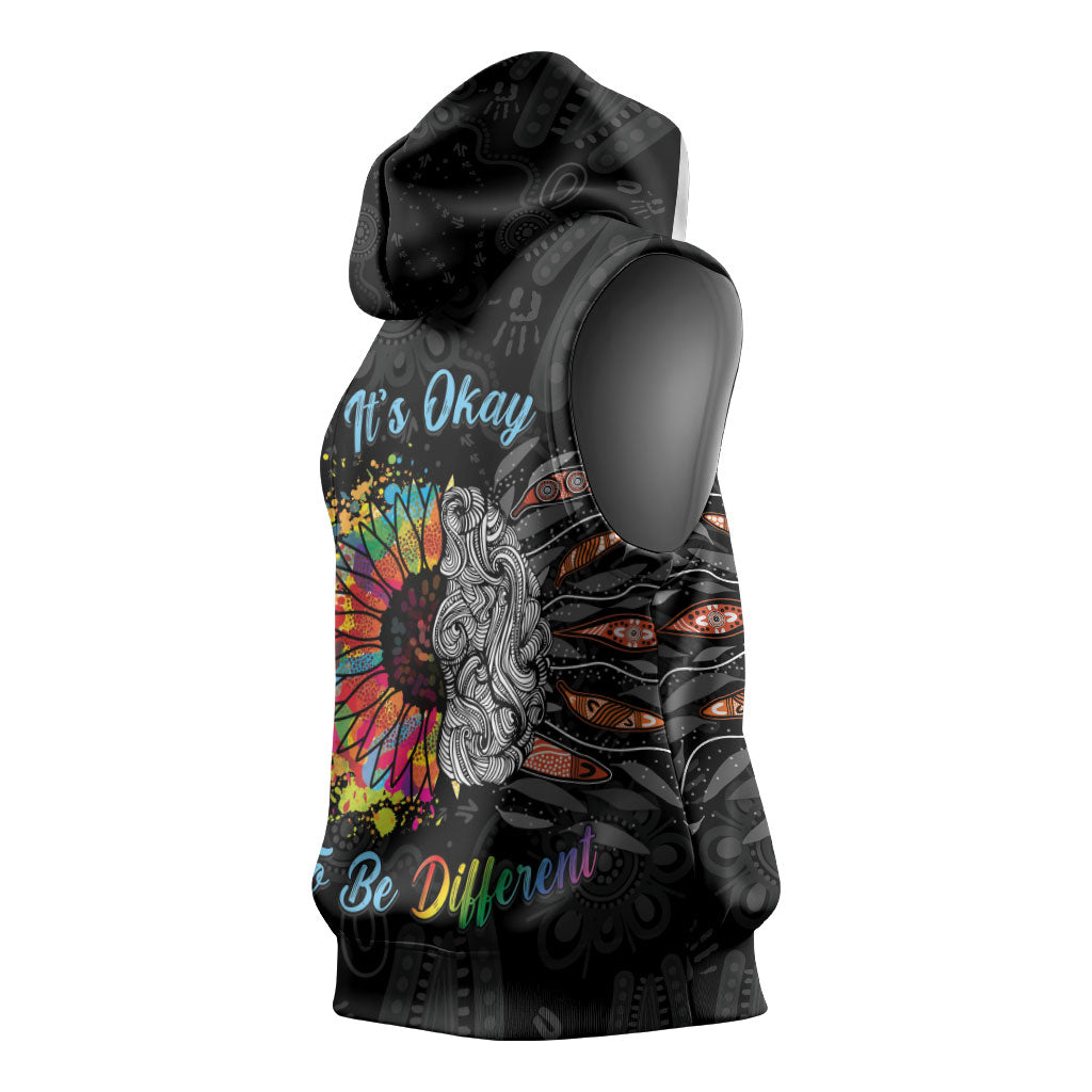 Australia Aboriginal Sleeveless Hoodie Autism It's Okay To Be Different