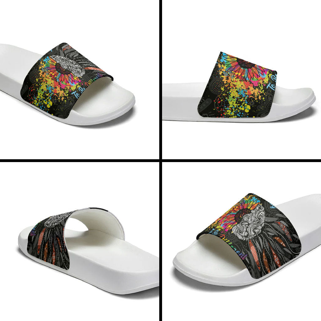 Australia Aboriginal Slide Sandals Autism It's Okay To Be Different