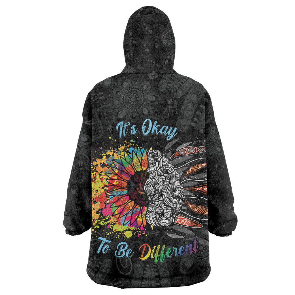 Australia Aboriginal Wearable Blanket Hoodie Autism It's Okay To Be Different