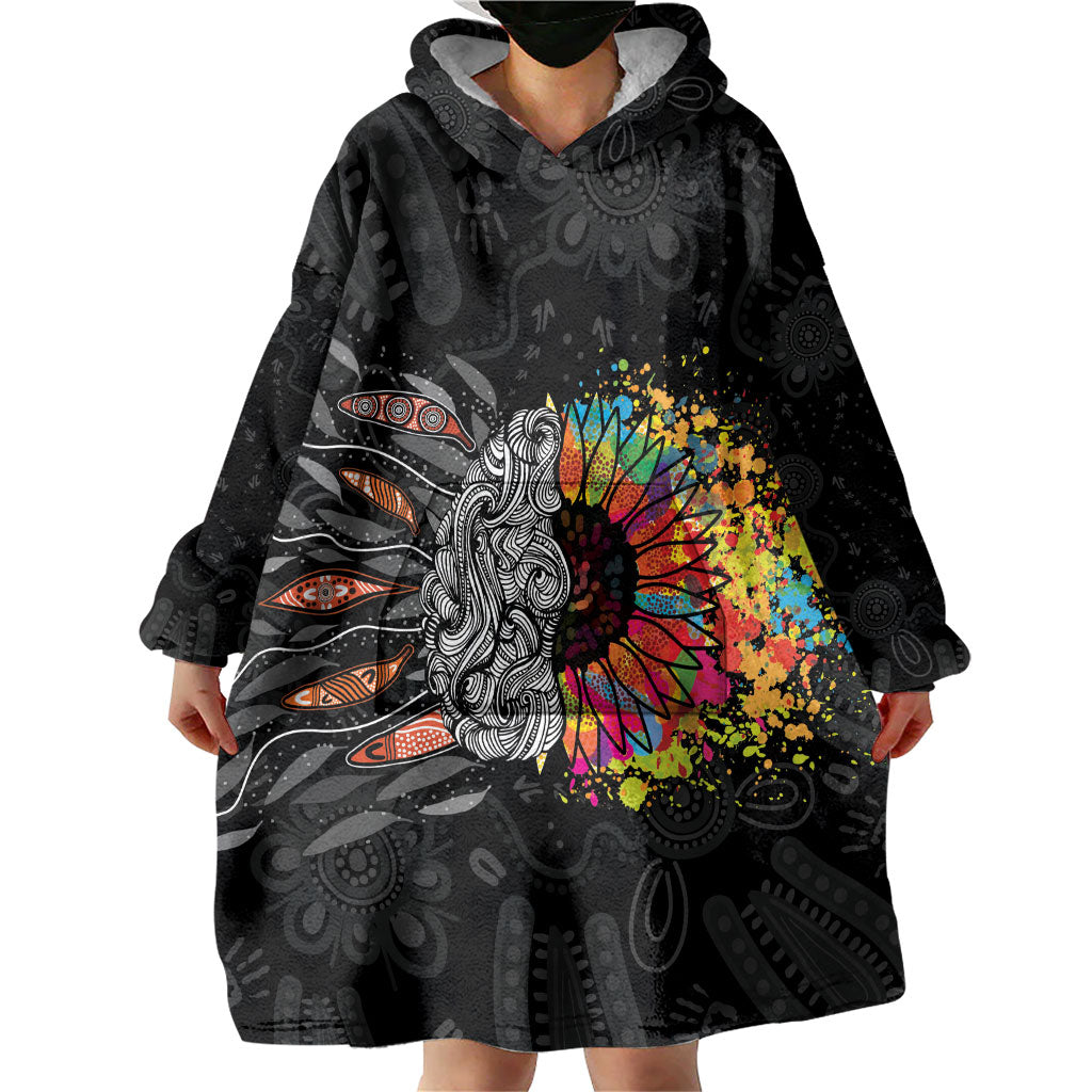 Australia Aboriginal Wearable Blanket Hoodie Autism It's Okay To Be Different