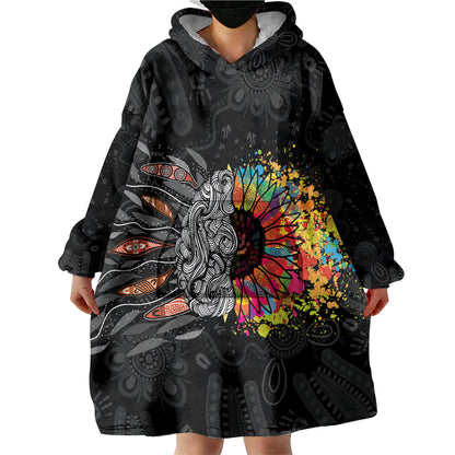 Australia Aboriginal Wearable Blanket Hoodie Autism It's Okay To Be Different