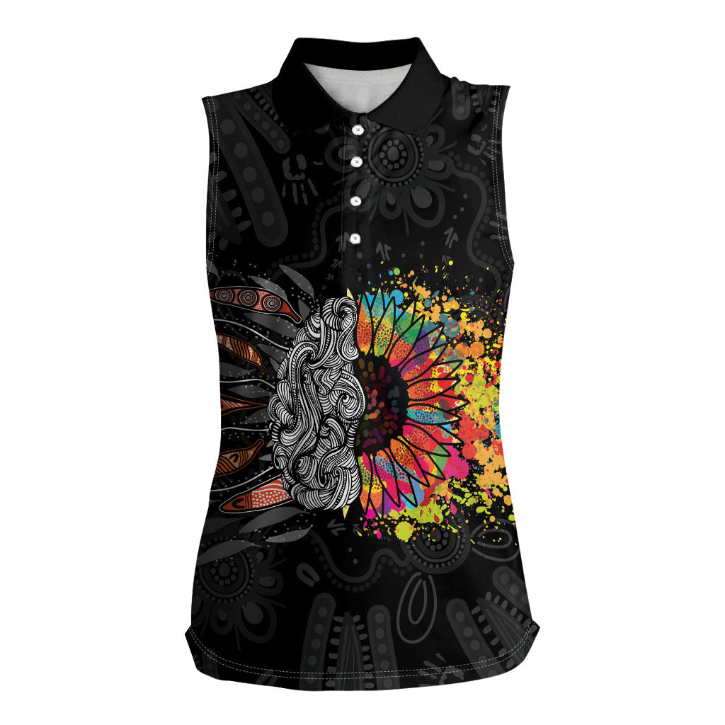 Australia Aboriginal Women Sleeveless Polo Shirt Autism It's Okay To Be Different