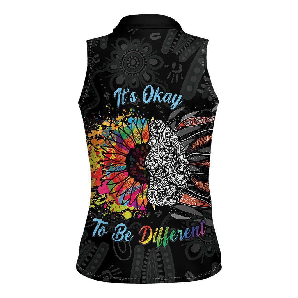 Australia Aboriginal Women Sleeveless Polo Shirt Autism It's Okay To Be Different