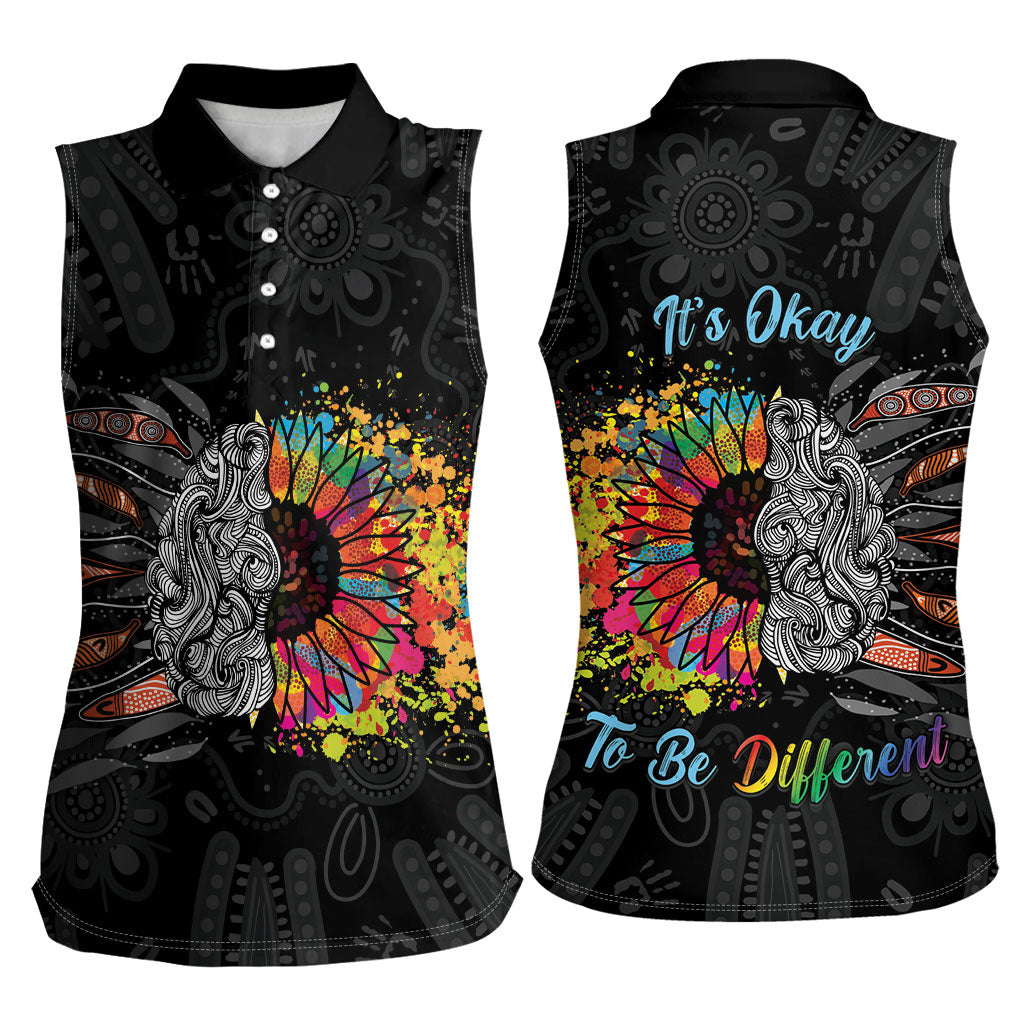 Australia Aboriginal Women Sleeveless Polo Shirt Autism It's Okay To Be Different
