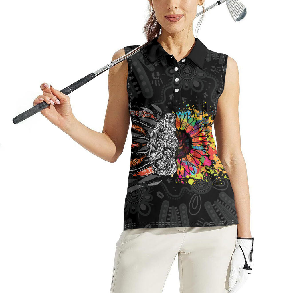 Australia Aboriginal Women Sleeveless Polo Shirt Autism It's Okay To Be Different