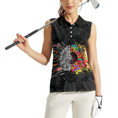 Australia Aboriginal Women Sleeveless Polo Shirt Autism It's Okay To Be Different