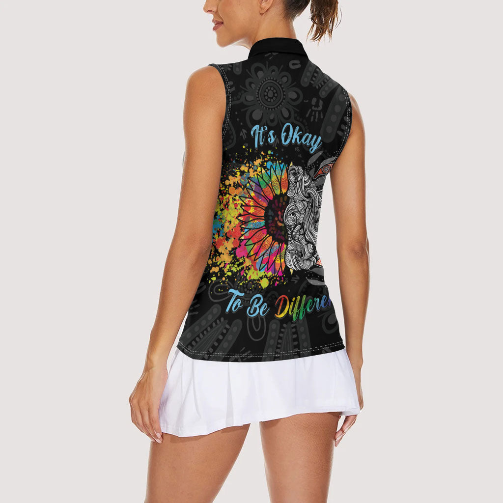 Australia Aboriginal Women Sleeveless Polo Shirt Autism It's Okay To Be Different