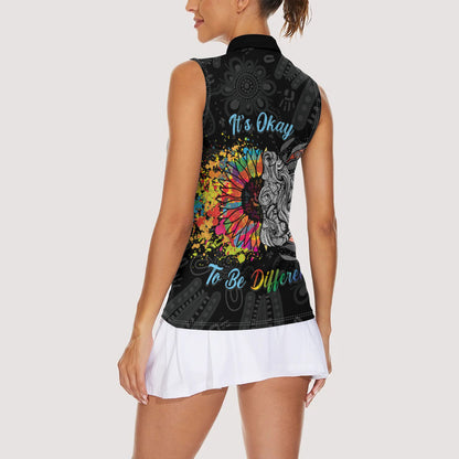 Australia Aboriginal Women Sleeveless Polo Shirt Autism It's Okay To Be Different