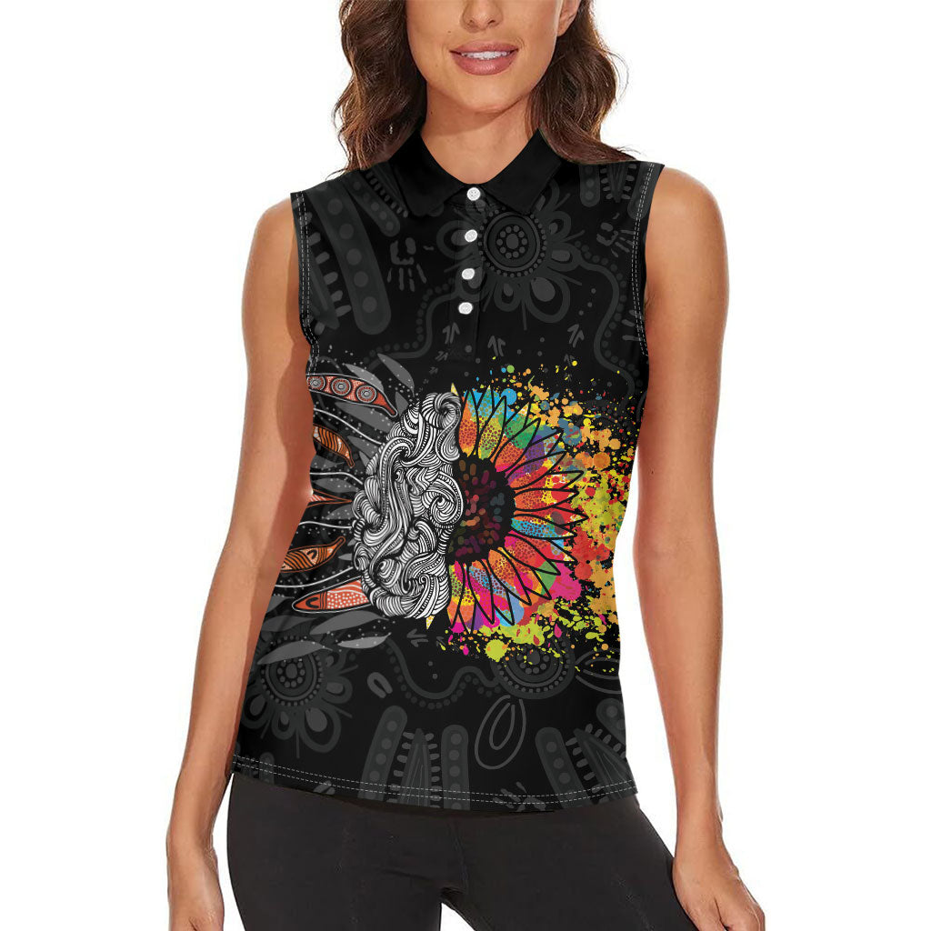 Australia Aboriginal Women Sleeveless Polo Shirt Autism It's Okay To Be Different