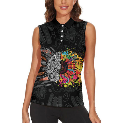 Australia Aboriginal Women Sleeveless Polo Shirt Autism It's Okay To Be Different