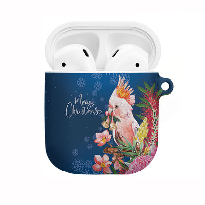Australia Christmas Pink Cockatoo with Banksia AirPods Case Snowy Blue