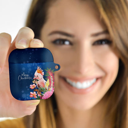 Australia Christmas Pink Cockatoo with Banksia AirPods Case Snowy Blue