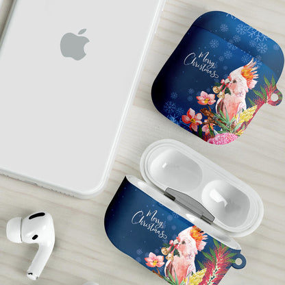 Australia Christmas Pink Cockatoo with Banksia AirPods Case Snowy Blue