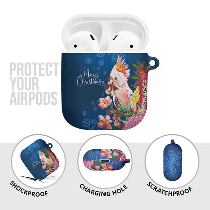 Australia Christmas Pink Cockatoo with Banksia AirPods Case Snowy Blue