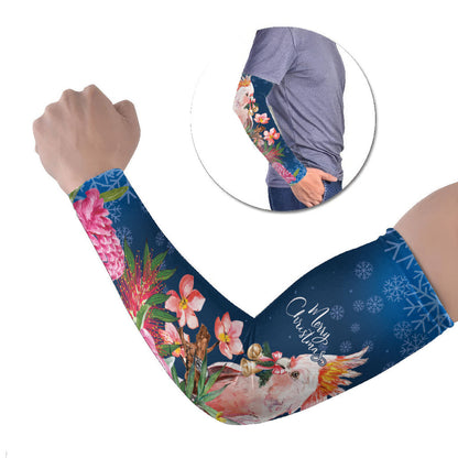 Australia Christmas Pink Cockatoo with Banksia Arm Sleeves Snowy Blue