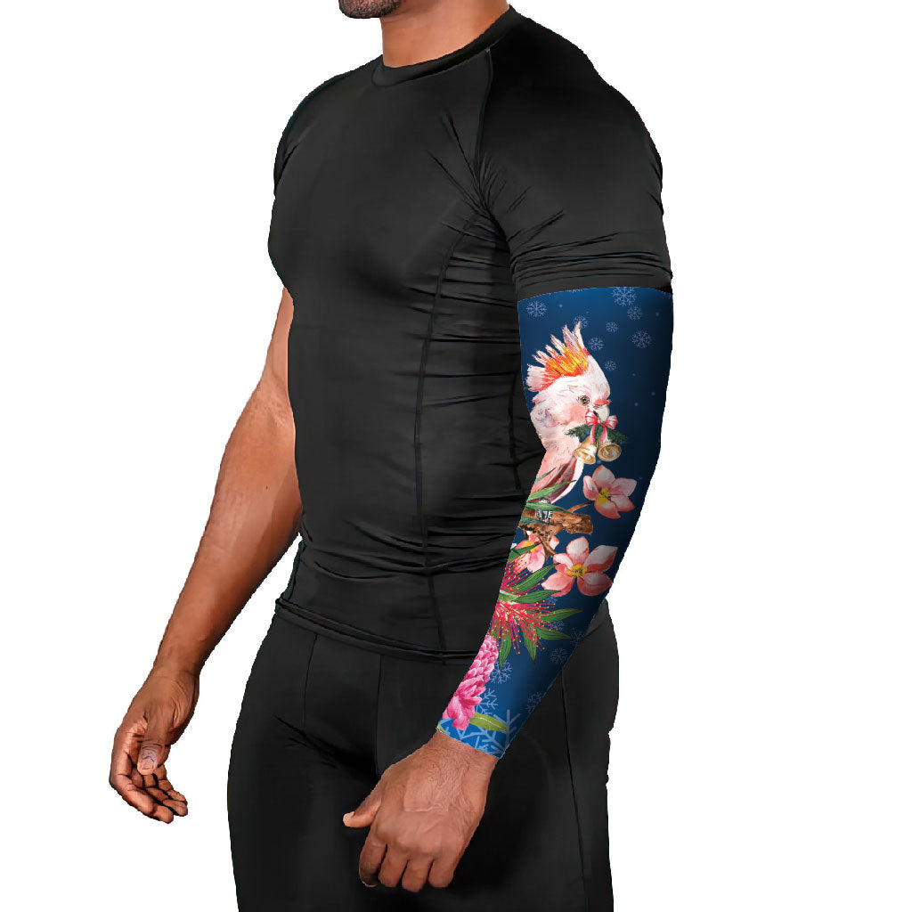 Australia Christmas Pink Cockatoo with Banksia Arm Sleeves Snowy Blue