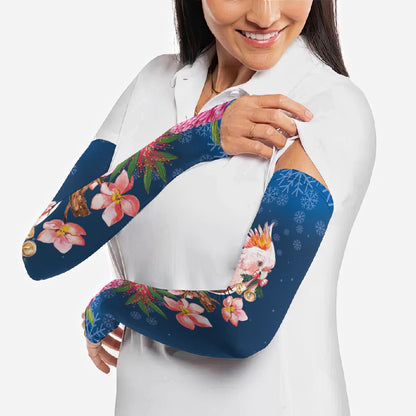 Australia Christmas Pink Cockatoo with Banksia Arm Sleeves Snowy Blue