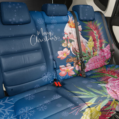 Australia Christmas Pink Cockatoo with Banksia Back Car Seat Cover Snowy Blue