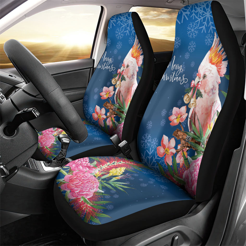 Australia Christmas Pink Cockatoo with Banksia Car Seat Cover Snowy Blue