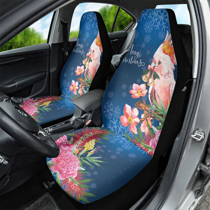Australia Christmas Pink Cockatoo with Banksia Car Seat Cover Snowy Blue