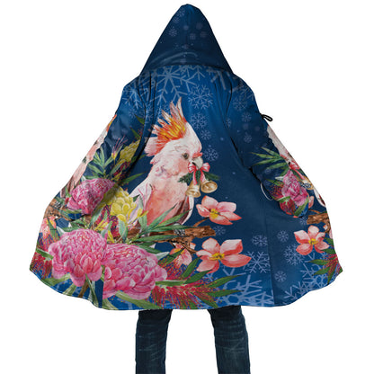 Australia Christmas Pink Cockatoo with Banksia Cloak Snowy Blue