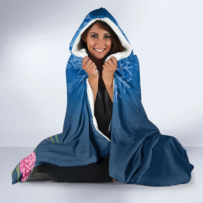 Australia Christmas Pink Cockatoo with Banksia Hooded Blanket Snowy Blue