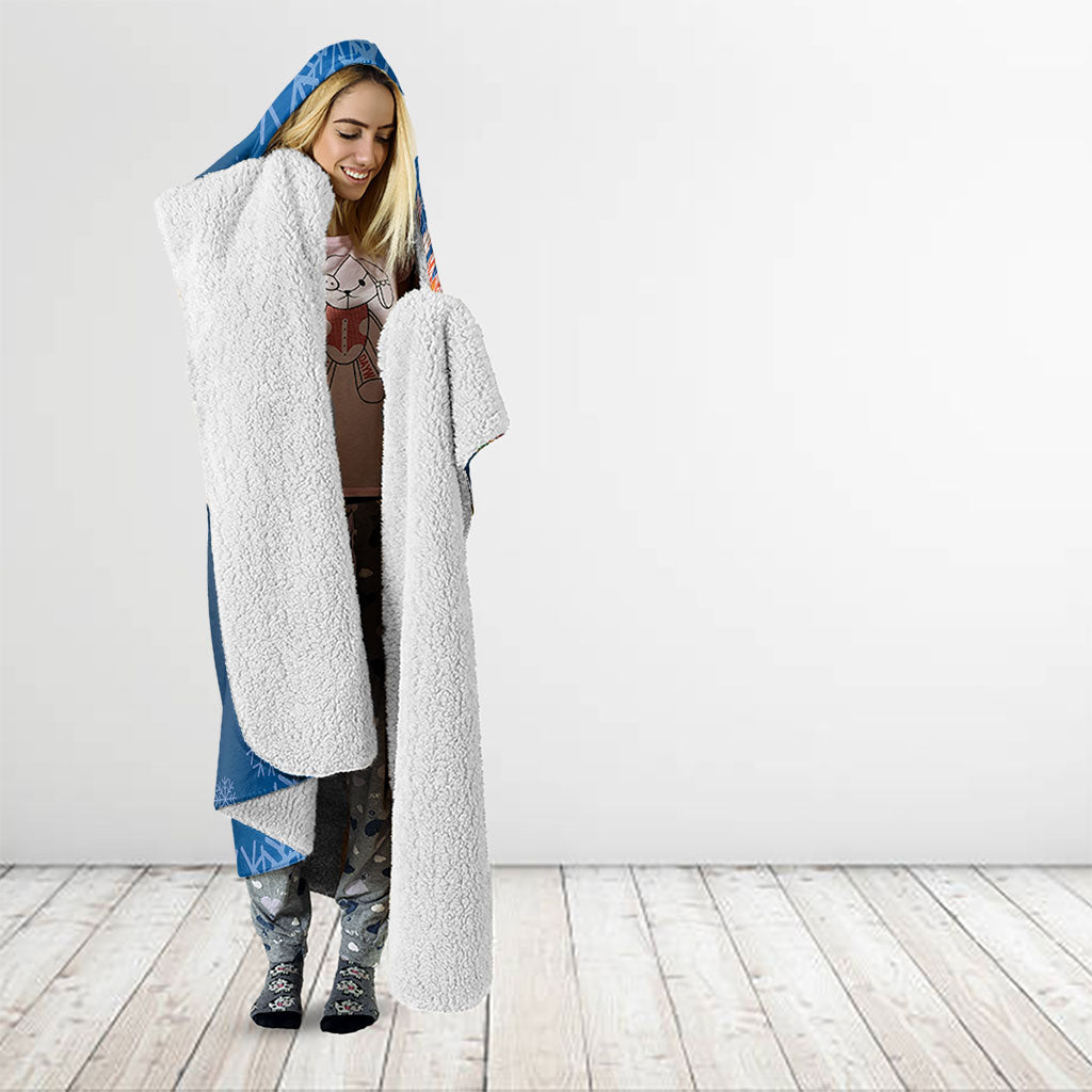 Australia Christmas Pink Cockatoo with Banksia Hooded Blanket Snowy Blue