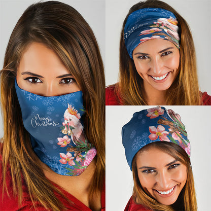Australia Christmas Pink Cockatoo with Banksia Neck Gaiter Snowy Blue