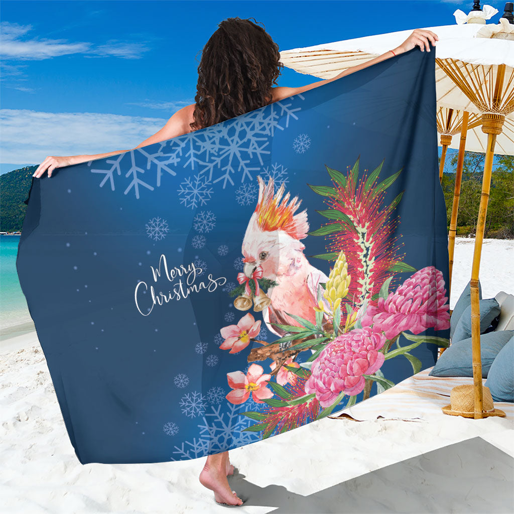 Australia Christmas Pink Cockatoo with Banksia Sarong Snowy Blue