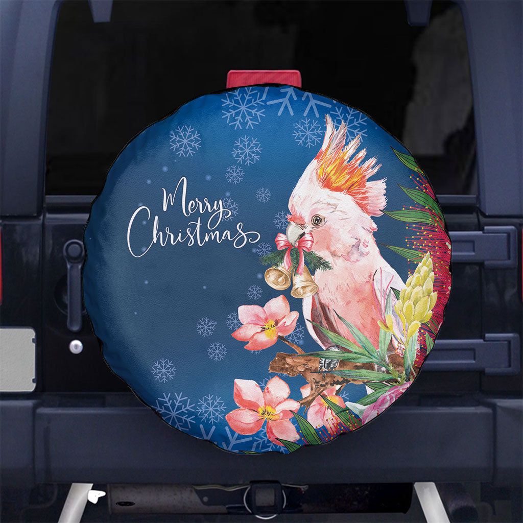 Australia Christmas Pink Cockatoo with Banksia Spare Tire Cover Snowy Blue