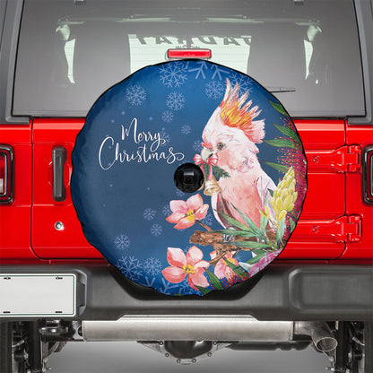 Australia Christmas Pink Cockatoo with Banksia Spare Tire Cover Snowy Blue