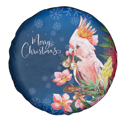 Australia Christmas Pink Cockatoo with Banksia Spare Tire Cover Snowy Blue