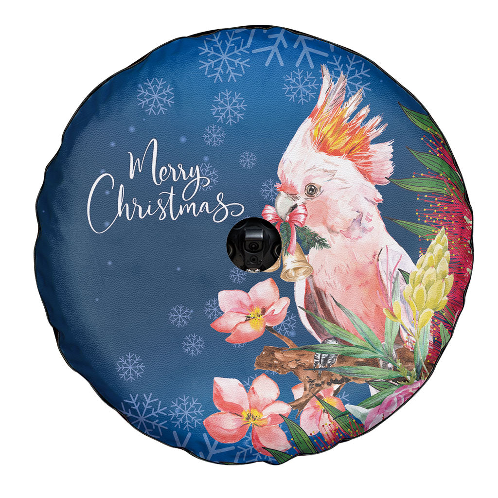 Australia Christmas Pink Cockatoo with Banksia Spare Tire Cover Snowy Blue