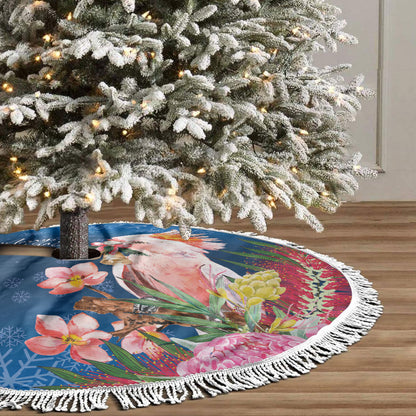 Australia Christmas Pink Cockatoo with Banksia Tree Skirt Snowy Blue