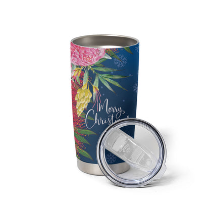 Australia Christmas Pink Cockatoo with Banksia Tumbler Cup Snowy Blue