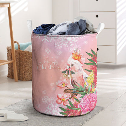 Australia Christmas Pink Cockatoo with Banksia Laundry Basket Coral Pink
