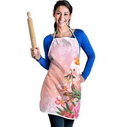 Australia Christmas Pink Cockatoo with Banksia Apron Coral Pink