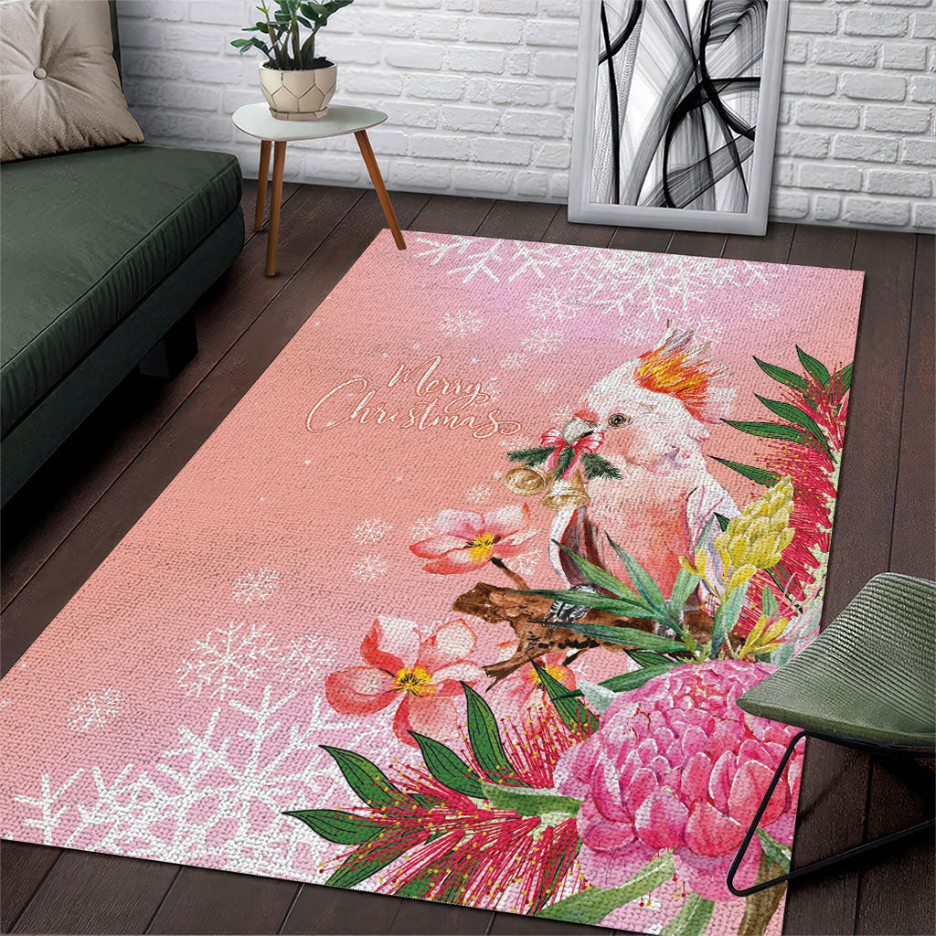 Australia Christmas Pink Cockatoo with Banksia Area Rug Coral Pink