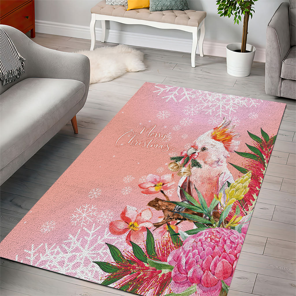 Australia Christmas Pink Cockatoo with Banksia Area Rug Coral Pink