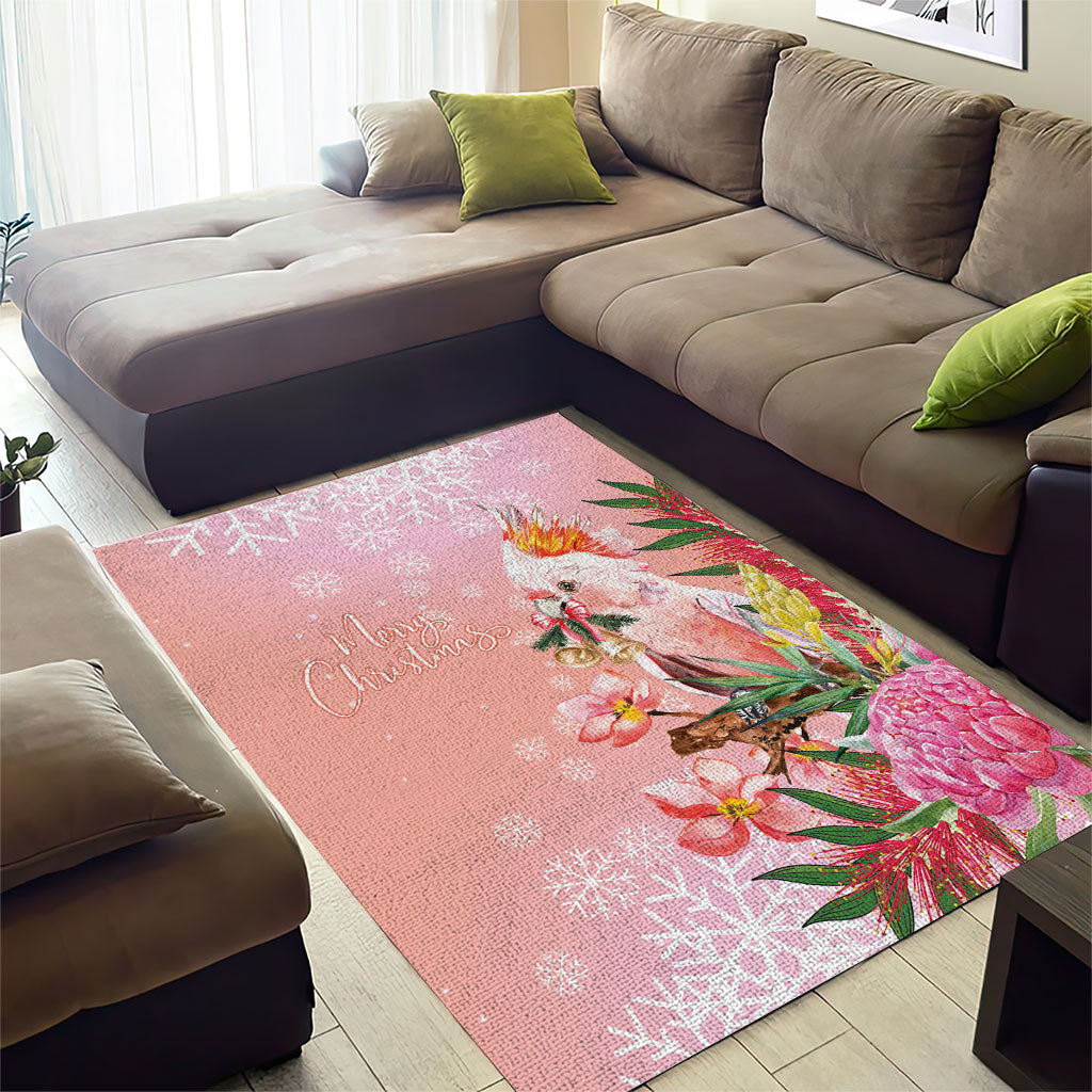 Australia Christmas Pink Cockatoo with Banksia Area Rug Coral Pink