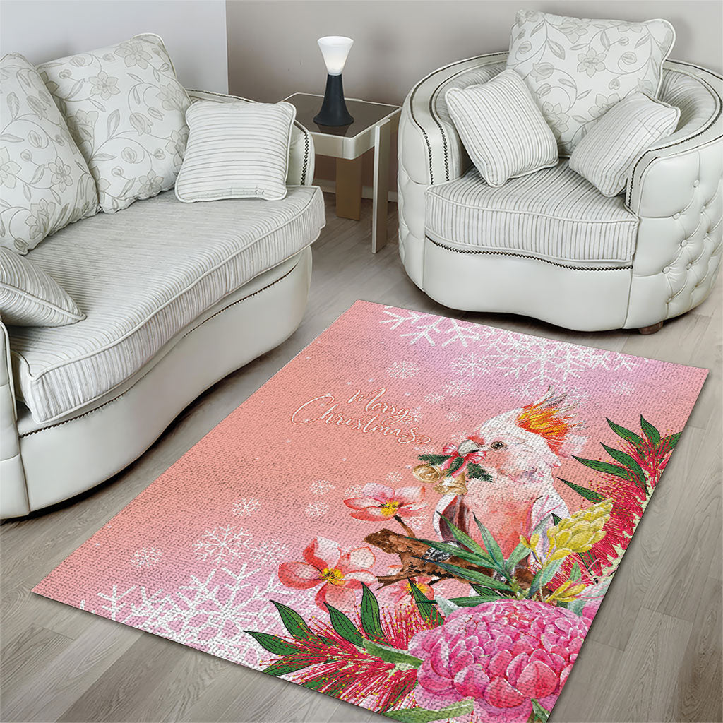 Australia Christmas Pink Cockatoo with Banksia Area Rug Coral Pink