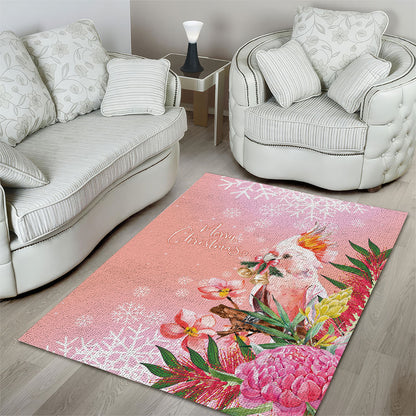 Australia Christmas Pink Cockatoo with Banksia Area Rug Coral Pink