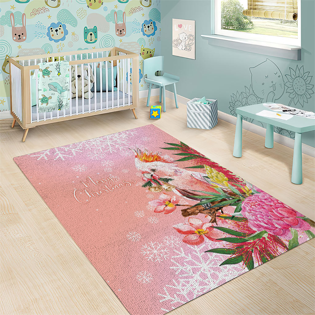 Australia Christmas Pink Cockatoo with Banksia Area Rug Coral Pink