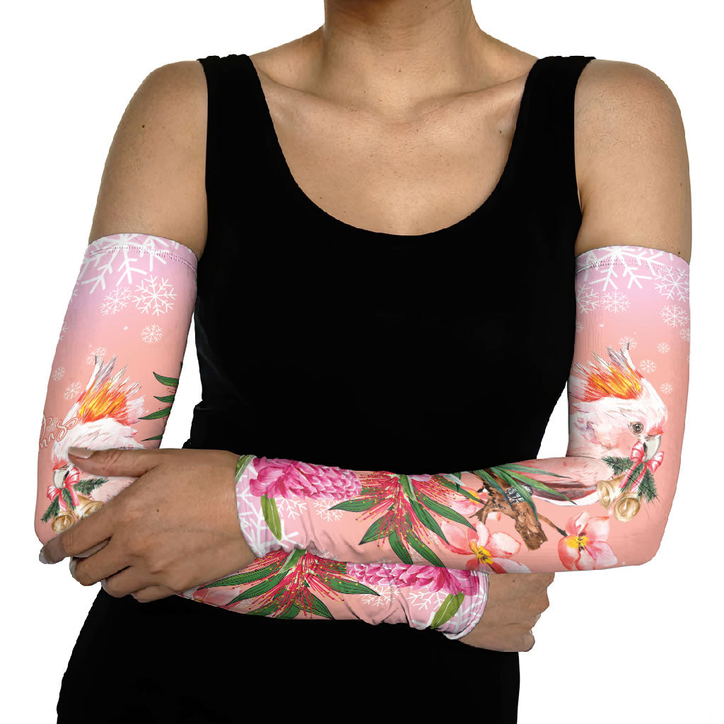 Australia Christmas Pink Cockatoo with Banksia Arm Sleeves Coral Pink