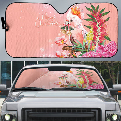 Australia Christmas Pink Cockatoo with Banksia Auto Sun Shade Coral Pink
